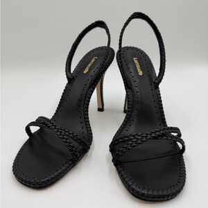 Larroude “Annie” Black Braided Heels